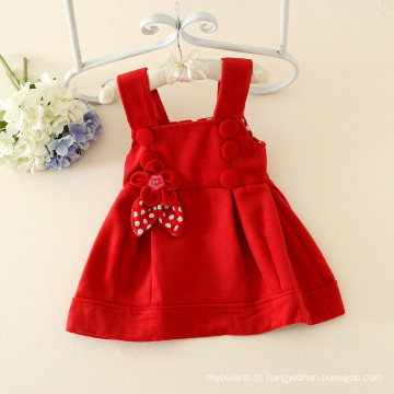 Flor vermelha de natal bebê menina vestido de colete novo estilo do bebê menina vestido de lã para 2-6 anos de idade